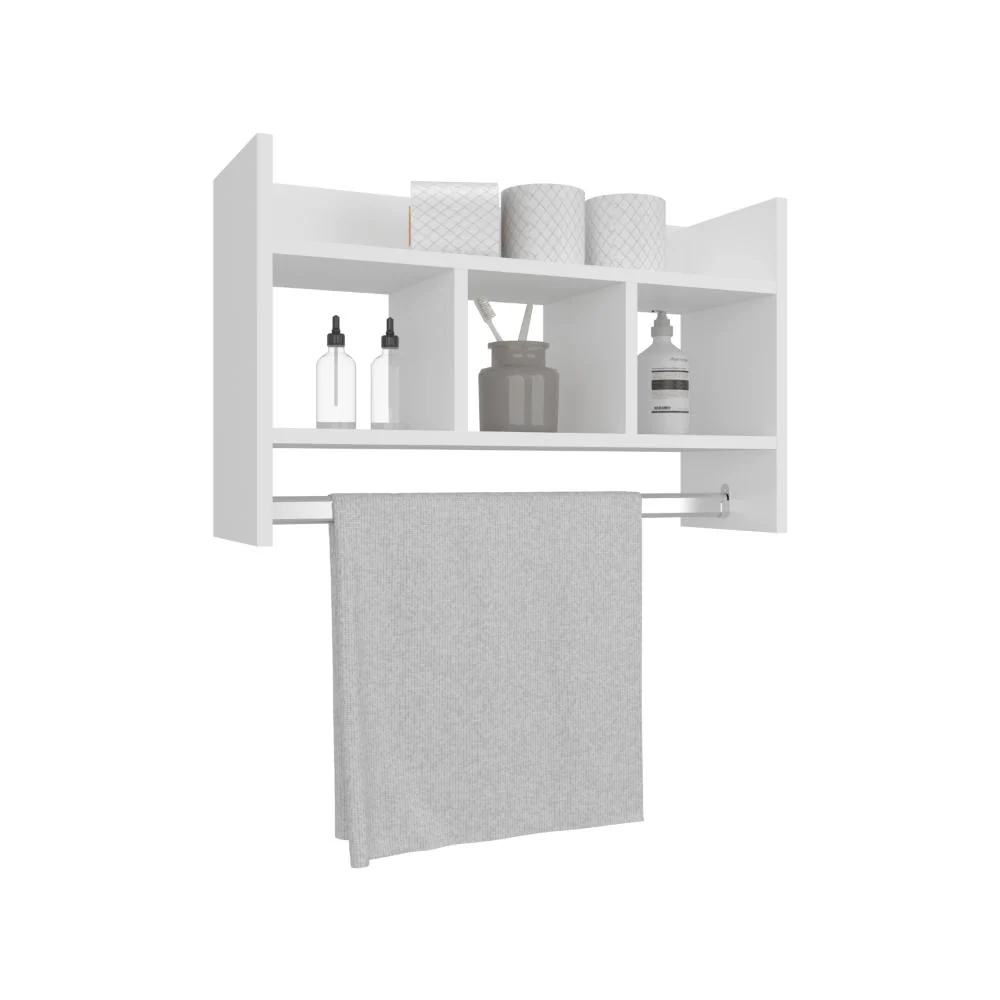 GABINETE DE BAÑO BEKI, KRONOS BLANCO, CON ESPACIO PARA UBICAR OBJETOS Y UN TUBO PARA COLGAR TOALLAS ZF