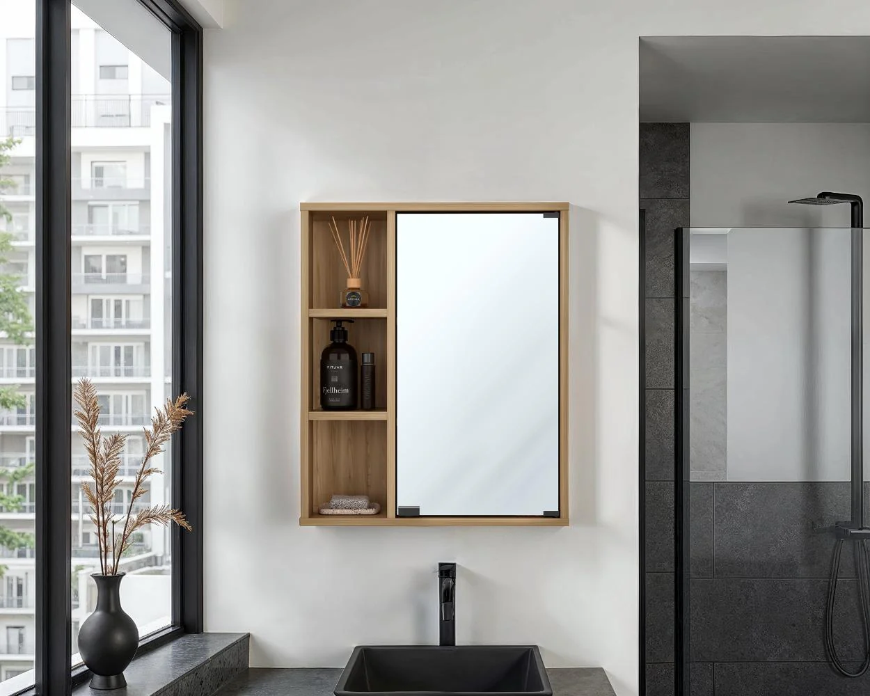 GABINETE DE BAÑO BERKEL, FRESNO EUROPEO, CON ESPECIO PARA GUARDAR OBJETOS DE ASEO PERSONAL - Image 5