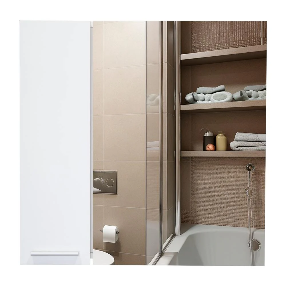 GABINETE DE BAÑO DEPP, BLANCO, CON ESPEJO BISELADO DE BUEN TAMAÑO Y VARIOS ENTREPAÑOS - Image 3