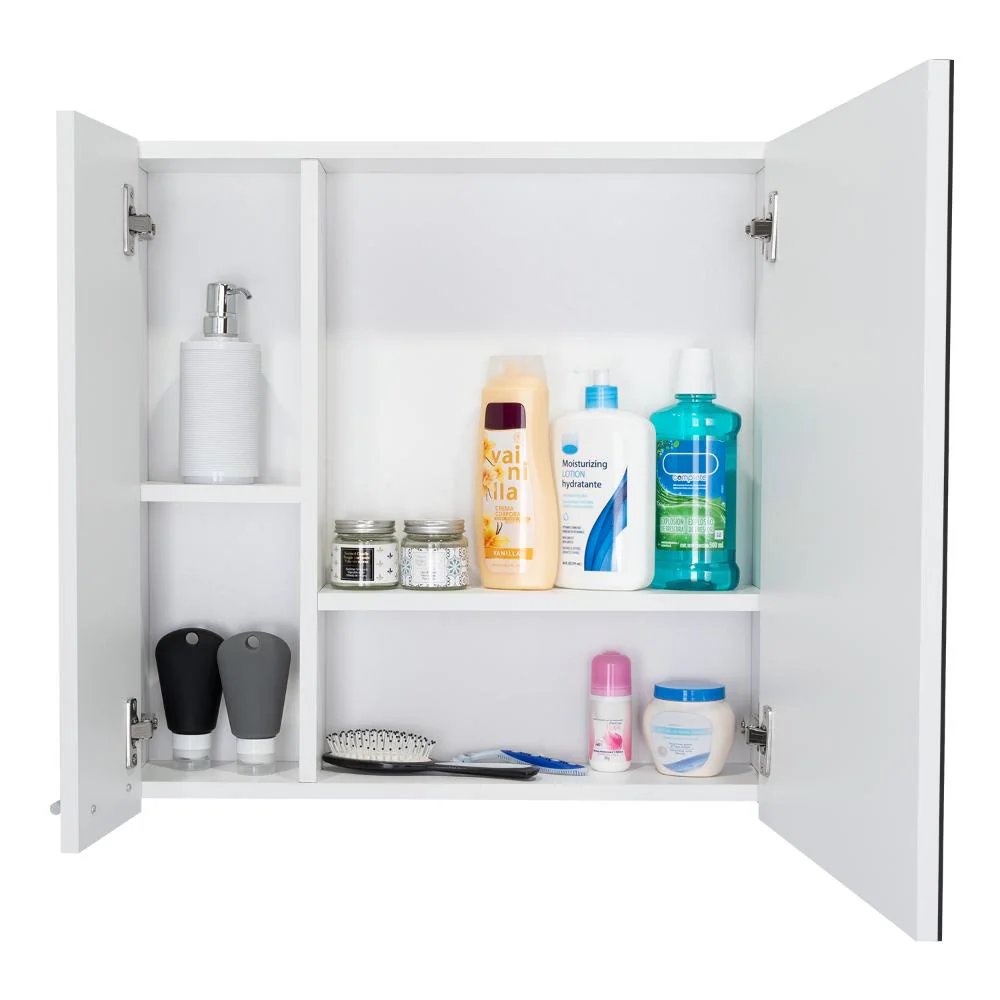 GABINETE DE BAÑO DEPP, BLANCO, CON ESPEJO BISELADO DE BUEN TAMAÑO Y VARIOS ENTREPAÑOS - Image 4