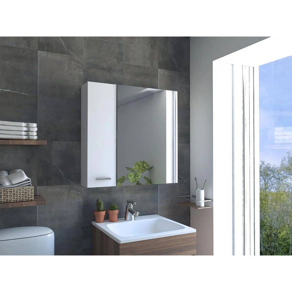 GABINETE DE BAÑO DEPP, BLANCO, CON ESPEJO BISELADO DE BUEN TAMAÑO Y VARIOS ENTREPAÑOS - Image 5
