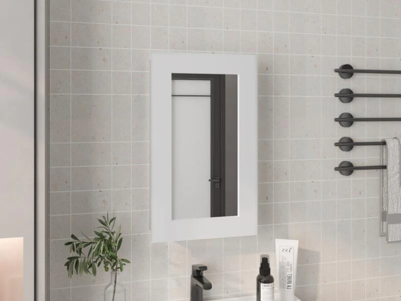 GABINETE DE BAÑO CARY, BLANCO, CON PUERTA ESPEJO Y TRES ENTREPAÑOS ZF