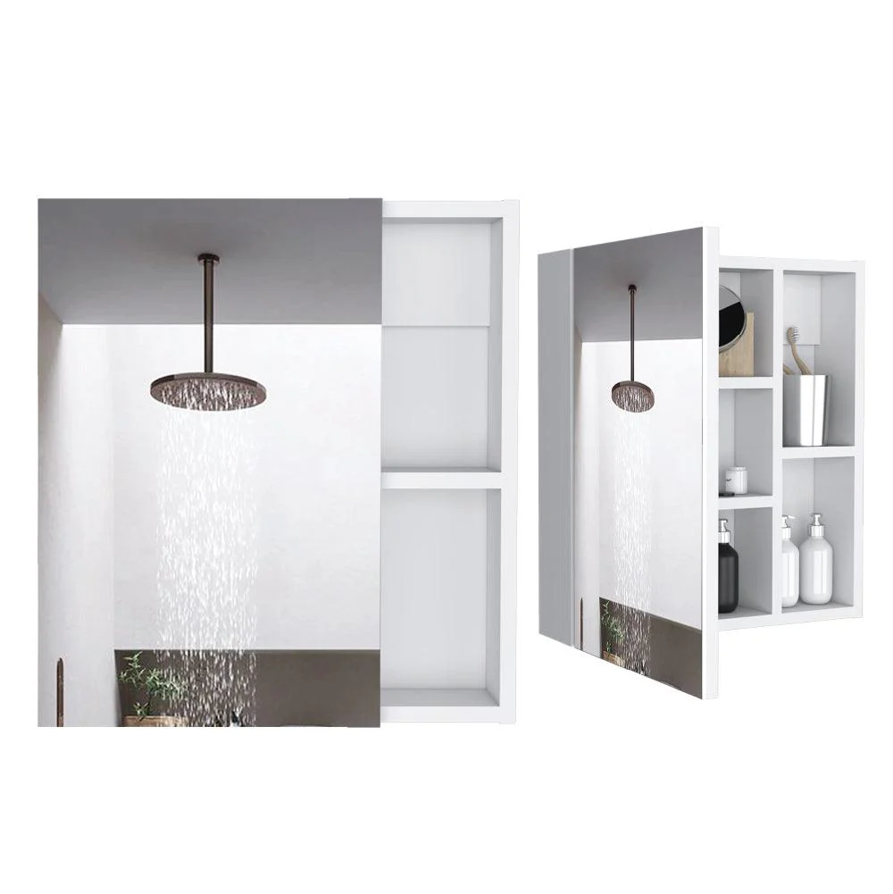 GABINETE DE BAÑO DELHI, BLANCO, CON PUERTA ESPEJO Y VARIOS ENTREPAÑOS X2
