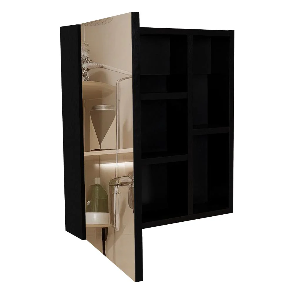 GABINETE DE BAÑO DELHI, WENGUE, CON PUERTA ESPEJO Y VARIOS ENTREPAÑOS X2 - Image 9