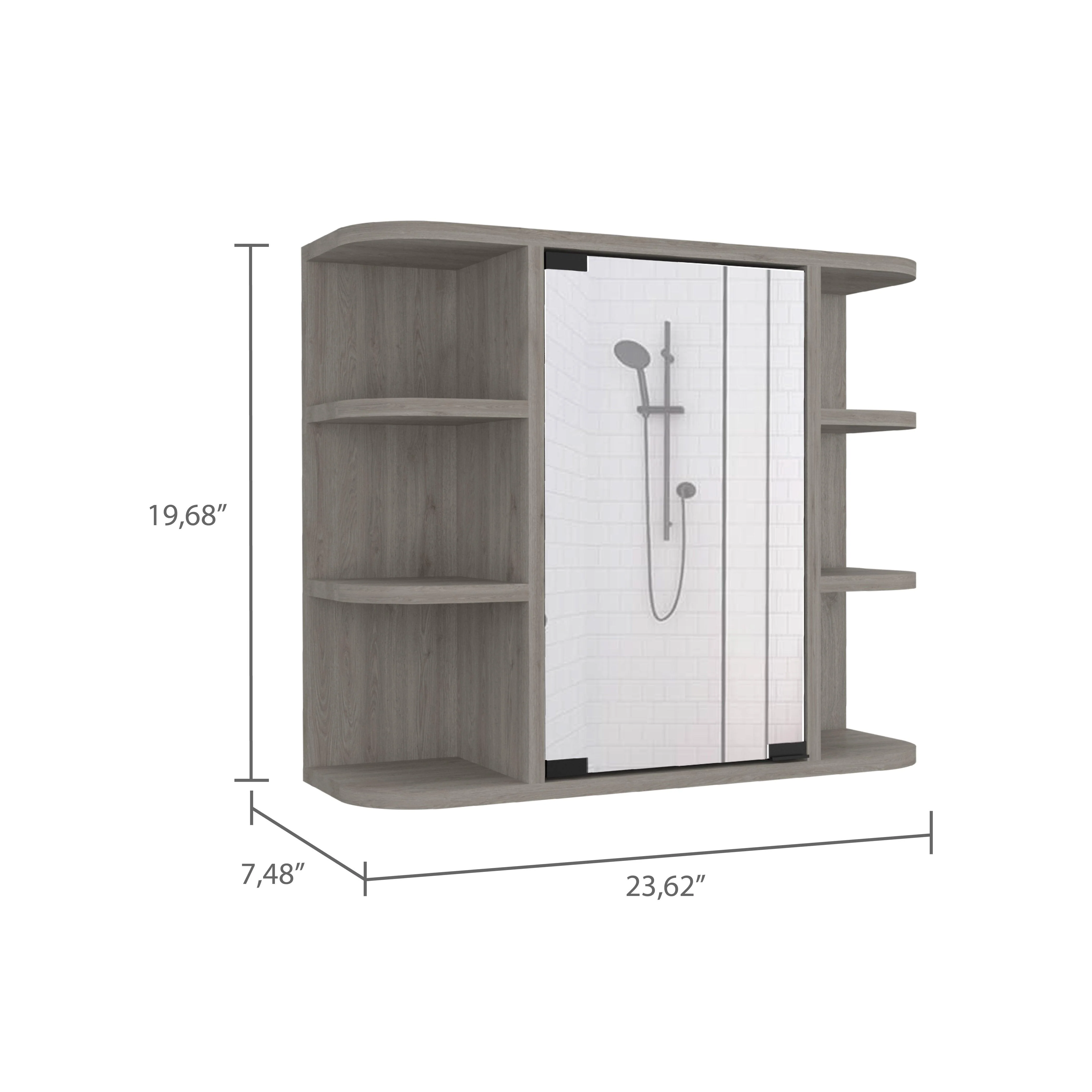 GABINETE DE BAÑO DELIO, HUMO, CON UNA PUERTA DE ESPEJO ABATIBLE Y SEIS ENTREPAÑOS ZF - Image 11