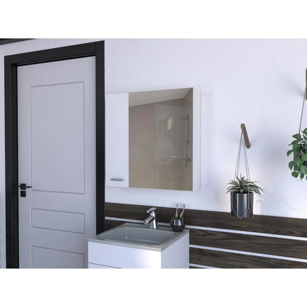 GABINETE DE BAÑO DEPP, BLANCO, CON PUERTA ESPEJO BISELADO Y DOS ENTREPAÑOS ZF - Image 3