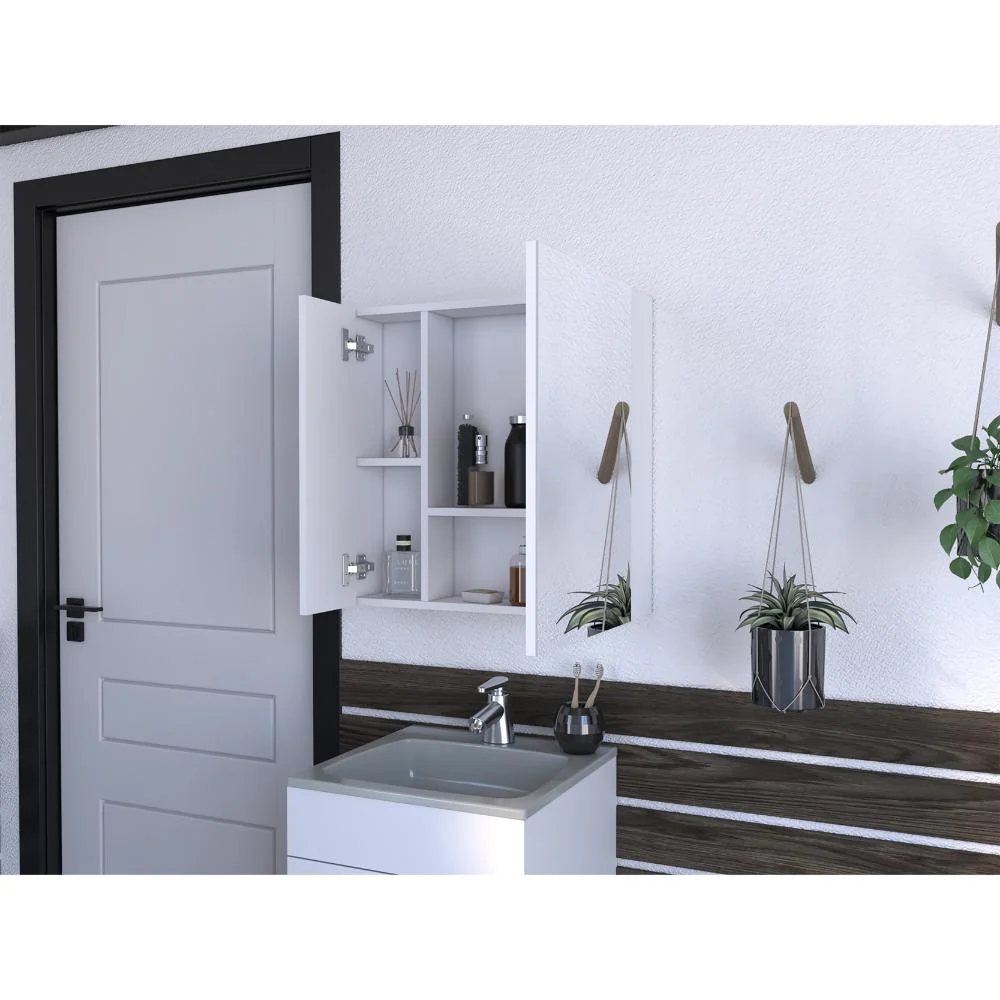 GABINETE DE BAÑO DEPP, BLANCO, CON PUERTA ESPEJO BISELADO Y DOS ENTREPAÑOS ZF - Image 4