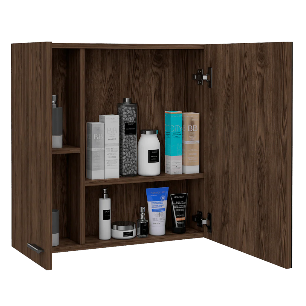 GABINETE DE BAÑO DEPP, CHOCOLATE, CON PUERTA ESPEJO Y DOS ENTREPAÑOS - Image 2