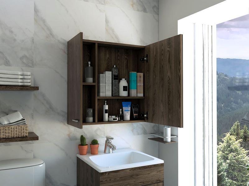 GABINETE DE BAÑO DEPP, CHOCOLATE, CON PUERTA ESPEJO Y DOS ENTREPAÑOS - Image 6