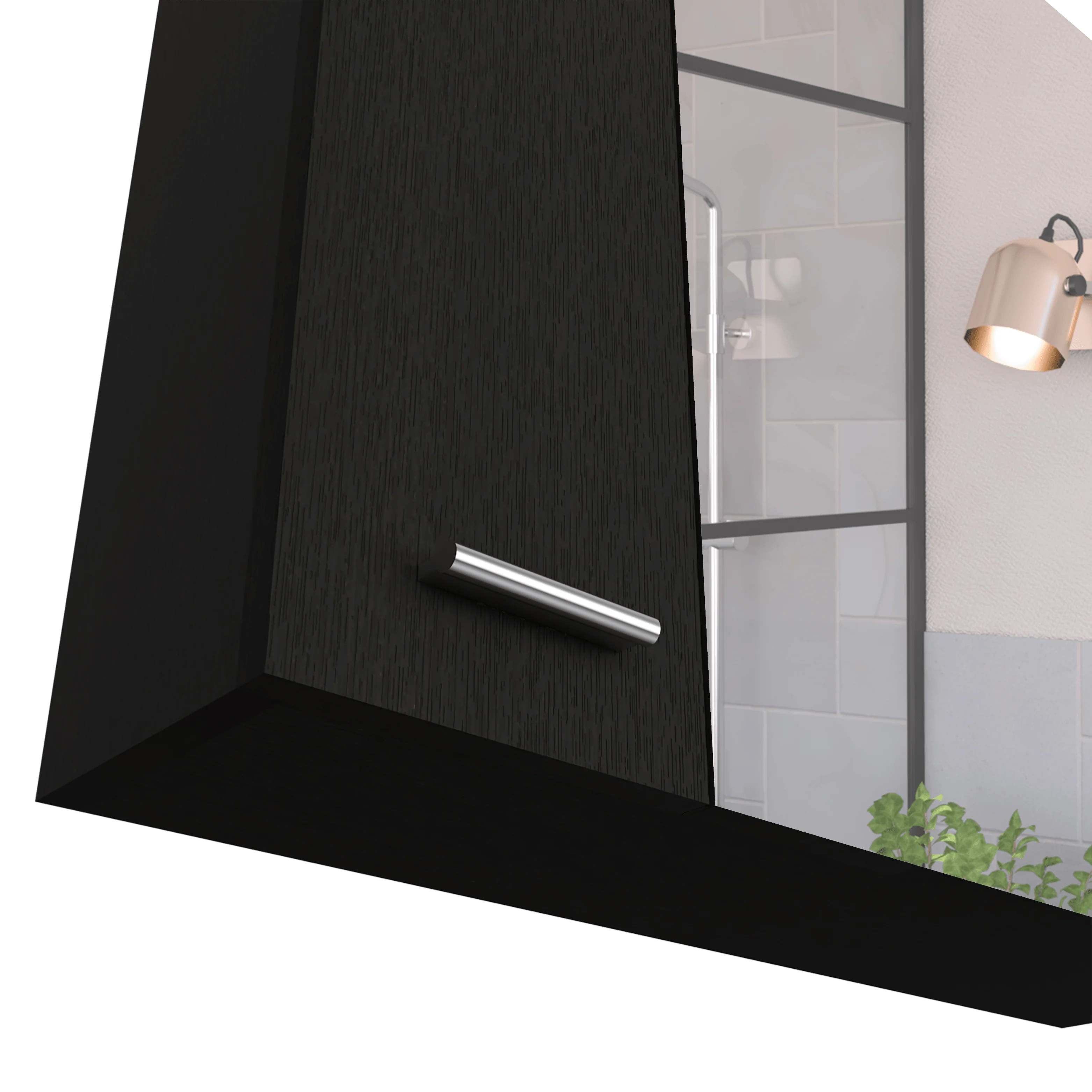 GABINETE DE BAÑO DEPP, WENGUE, CON PUERTA ESPEJO BISELADO Y DOS ENTREPAÑOS ZF - Image 10