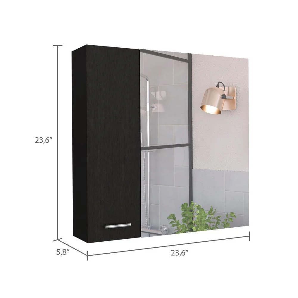 GABINETE DE BAÑO DEPP, WENGUE, CON PUERTA ESPEJO BISELADO Y DOS ENTREPAÑOS ZF - Image 11