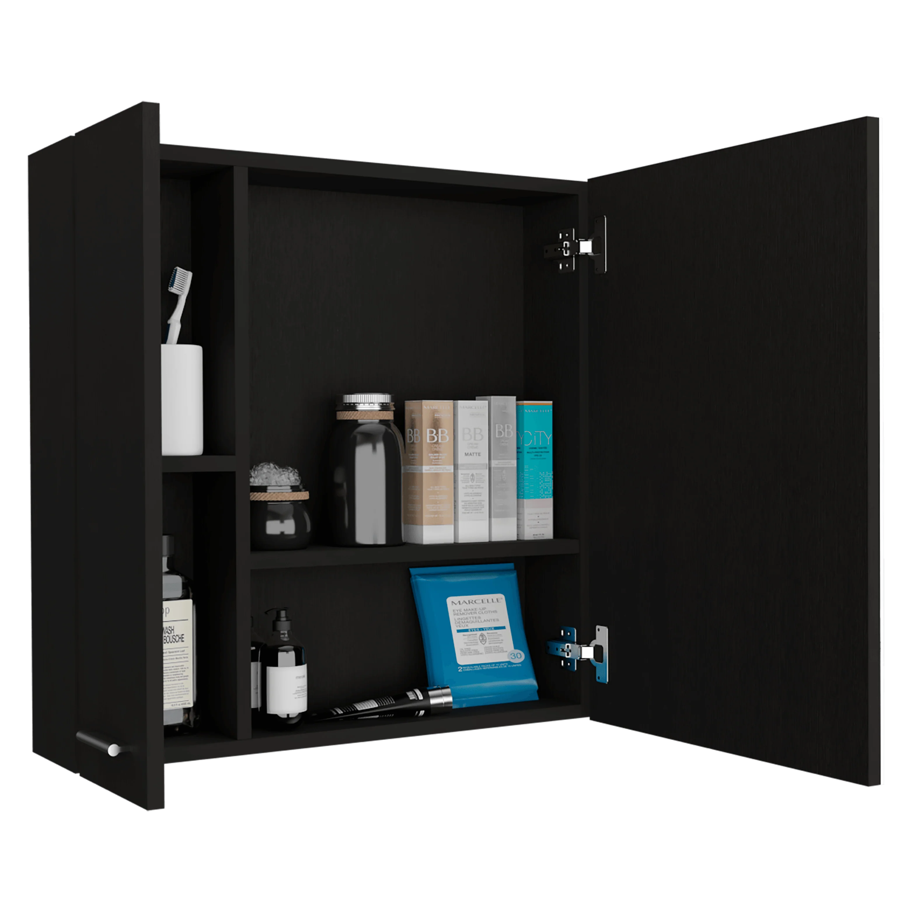 GABINETE DE BAÑO DEPP, WENGUE, CON PUERTA ESPEJO BISELADO Y DOS ENTREPAÑOS ZF - Image 2
