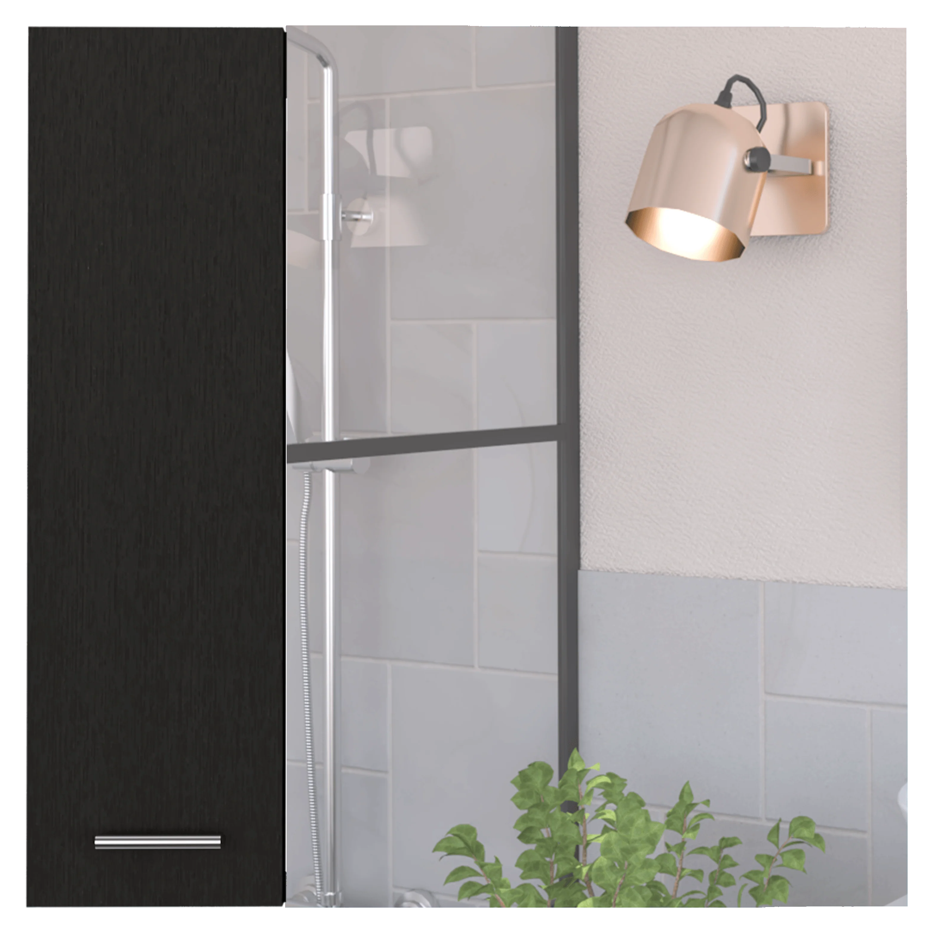 GABINETE DE BAÑO DEPP, WENGUE, CON PUERTA ESPEJO BISELADO Y DOS ENTREPAÑOS ZF - Image 3