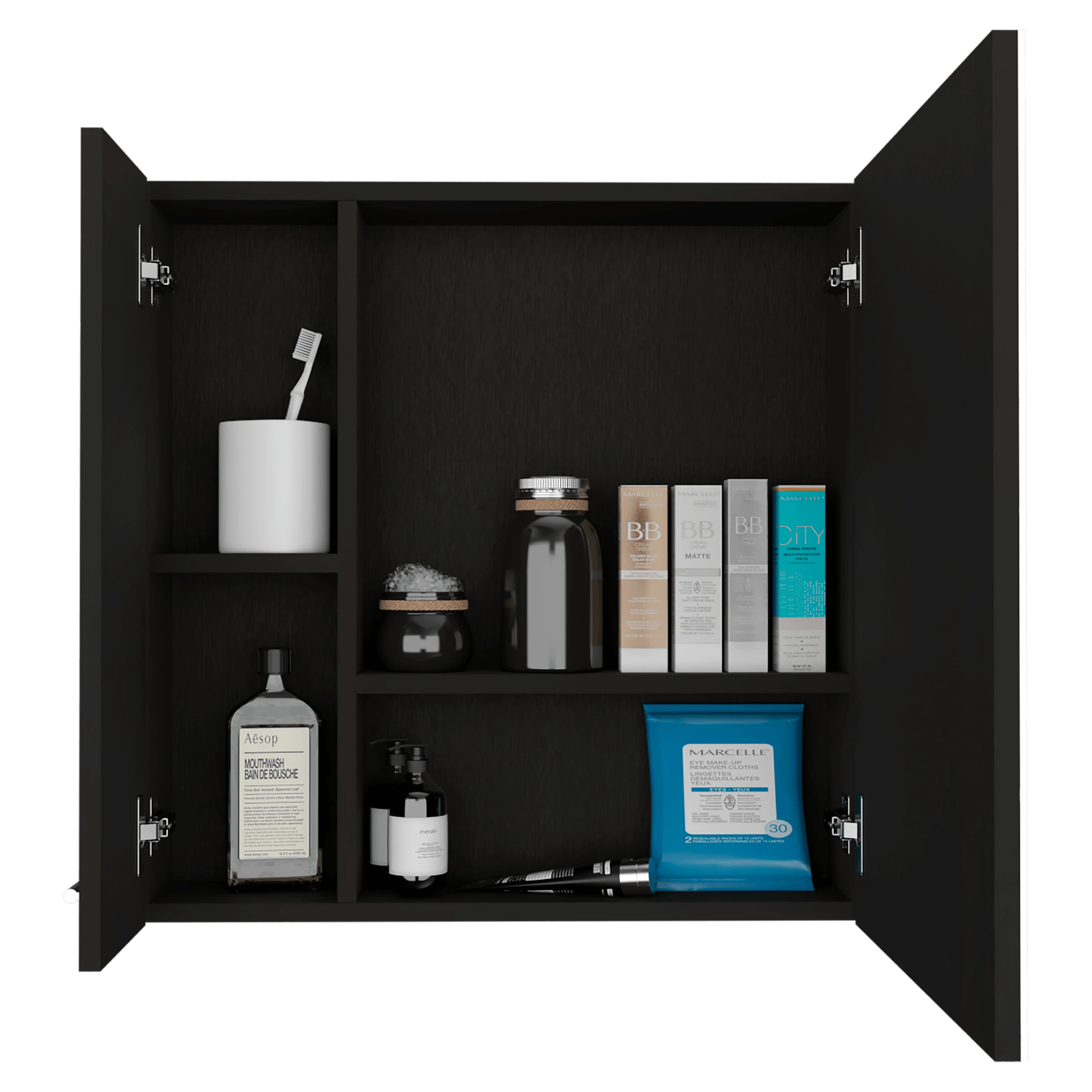 GABINETE DE BAÑO DEPP, WENGUE, CON PUERTA ESPEJO BISELADO Y DOS ENTREPAÑOS ZF - Image 4