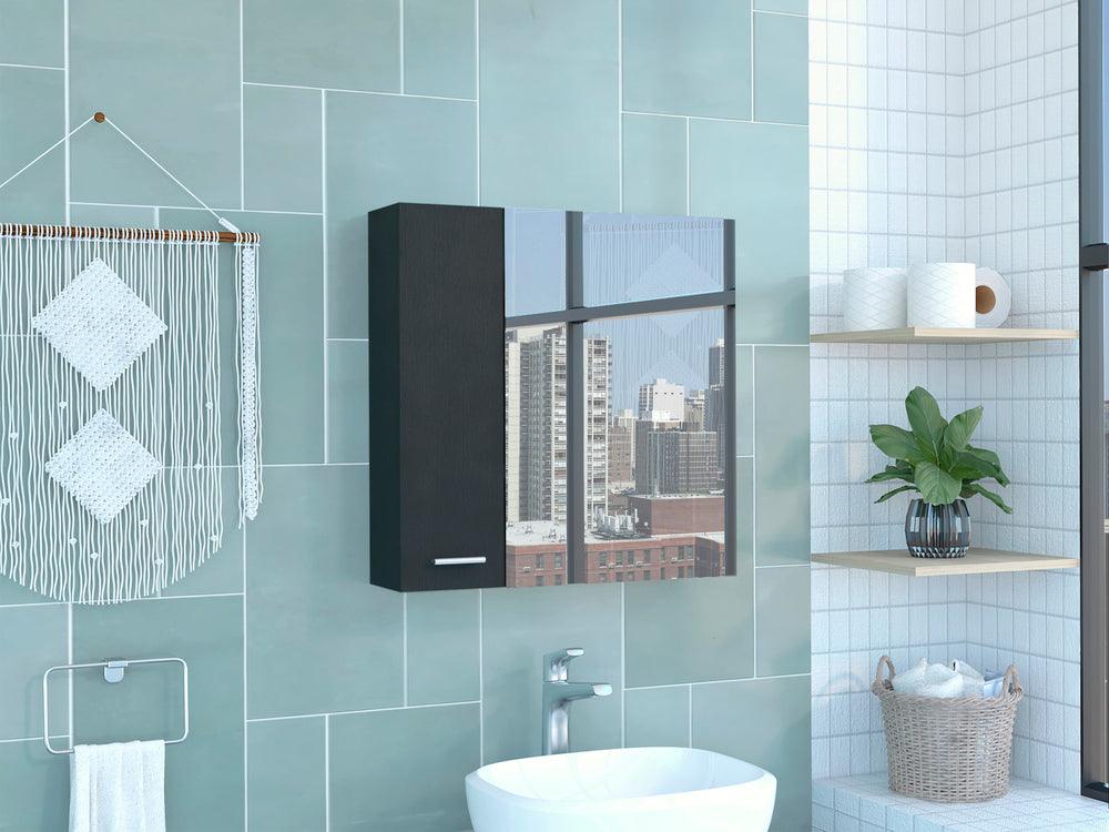 GABINETE DE BAÑO DEPP, WENGUE, CON PUERTA ESPEJO BISELADO Y DOS ENTREPAÑOS ZF - Image 5