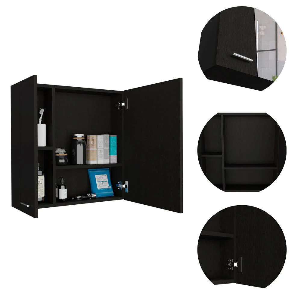 GABINETE DE BAÑO DEPP, WENGUE, CON PUERTA ESPEJO BISELADO Y DOS ENTREPAÑOS ZF - Image 7