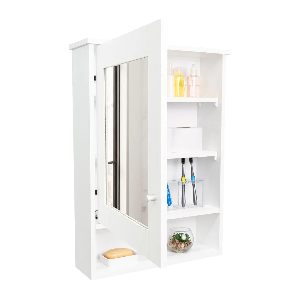 GABINETE DE BAÑO EGEO, BLANCO, CON PUERTA ESPEJO Y TRES ENTREPAÑOS PARA UBICAR OBJETOS - Image 2