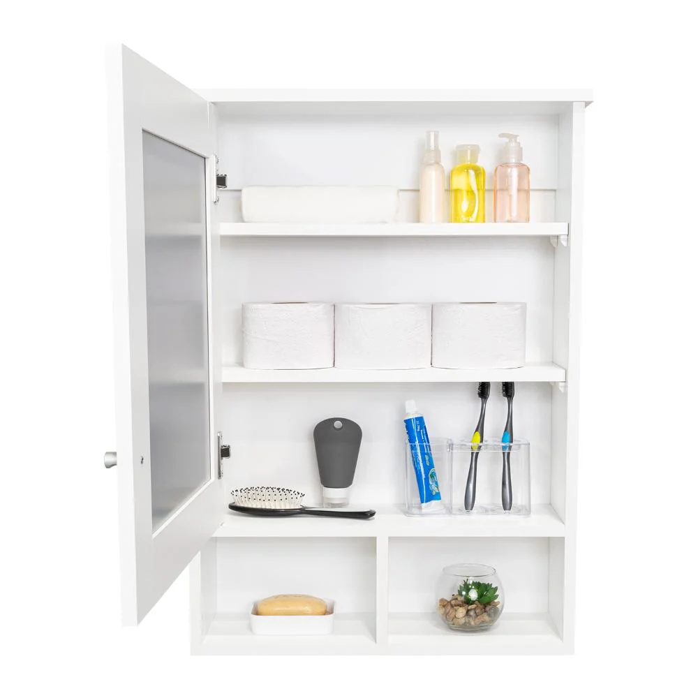 GABINETE DE BAÑO EGEO, BLANCO, CON PUERTA ESPEJO Y TRES ENTREPAÑOS PARA UBICAR OBJETOS - Image 4