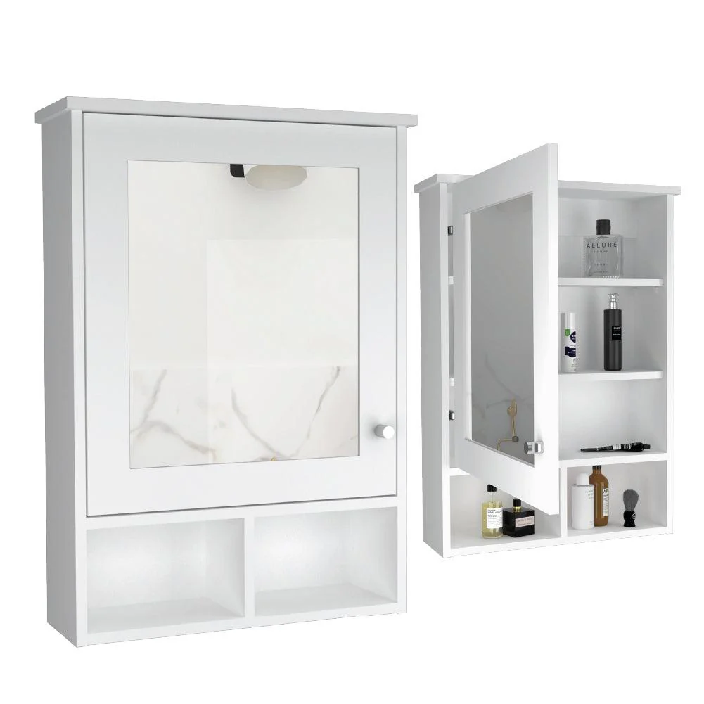 GABINETE DE BAÑO EGEO, BLANCO, CON PUERTA ESPEJO Y TRES ENTREPAÑOS PARA UBICAR OBJETOS X2