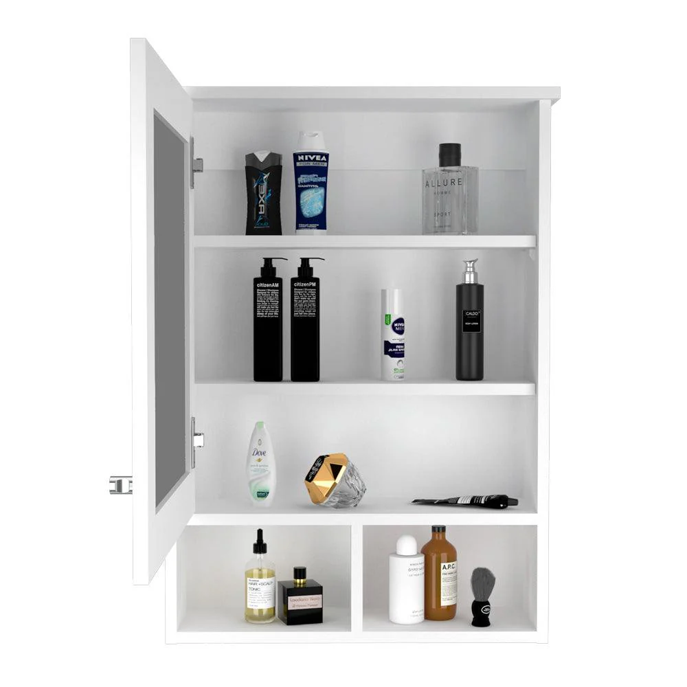 GABINETE DE BAÑO EGEO, BLANCO, CON PUERTA ESPEJO Y TRES ENTREPAÑOS PARA UBICAR OBJETOS X2 - Image 2
