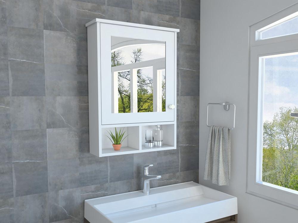 GABINETE DE BAÑO EGEO, BLANCO, CON PUERTA ESPEJO Y TRES ENTREPAÑOS PARA UBICAR OBJETOS X2 - Image 3