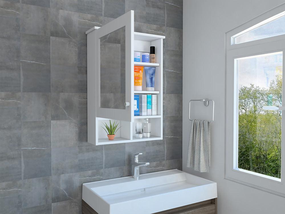 GABINETE DE BAÑO EGEO, BLANCO, CON PUERTA ESPEJO Y TRES ENTREPAÑOS PARA UBICAR OBJETOS X2 - Image 4