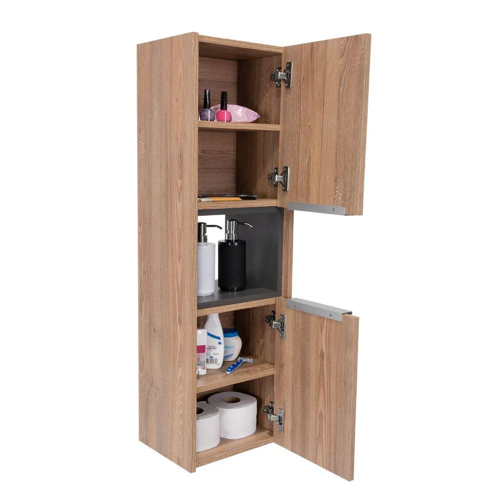 GABINETE DE BAÑO KAIROZ, MIEL Y PLATA OSCURO, CON DOS PUERTAS ABATIBLES Y CINCO ENTREPAÑOS - Image 2