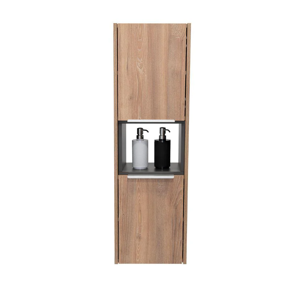 GABINETE DE BAÑO KAIROZ, MIEL Y PLATA OSCURO, CON DOS PUERTAS ABATIBLES Y CINCO ENTREPAÑOS - Image 3