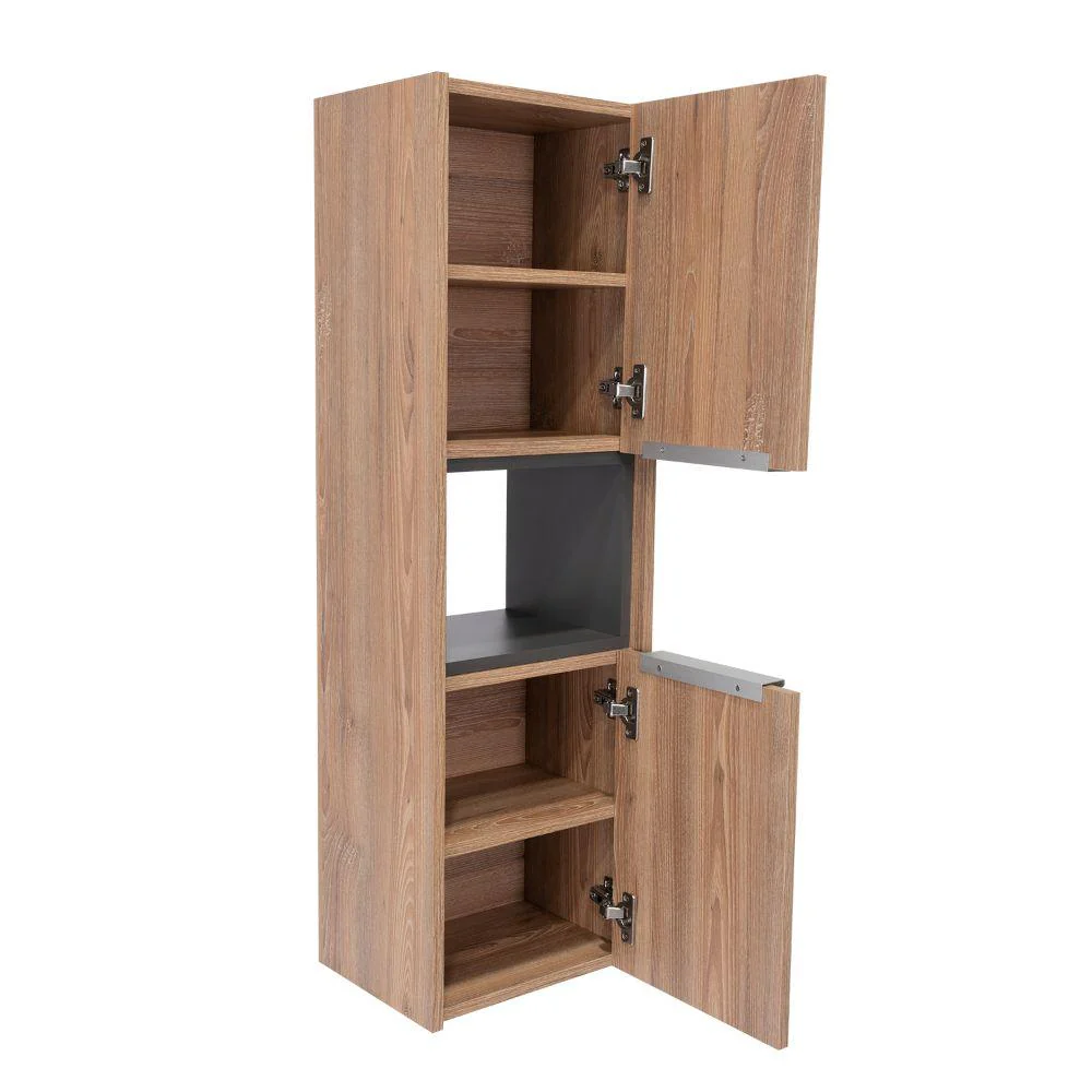GABINETE DE BAÑO KAIROZ, MIEL Y PLATA OSCURO, CON DOS PUERTAS ABATIBLES Y CINCO ENTREPAÑOS - Image 6