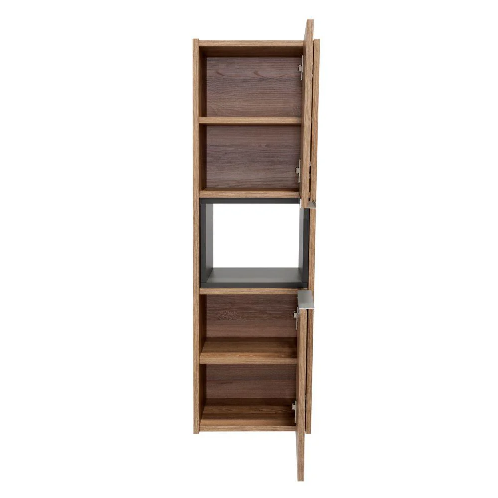 GABINETE DE BAÑO KAIROZ, MIEL Y PLATA OSCURO, CON DOS PUERTAS ABATIBLES Y CINCO ENTREPAÑOS - Image 8