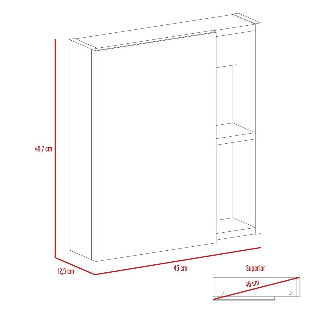 GABINETE DE BAÑO LABELL, BLANCO, CON PUERTA ESPEJO Y ENTREPAÑOS X2 - Image 4