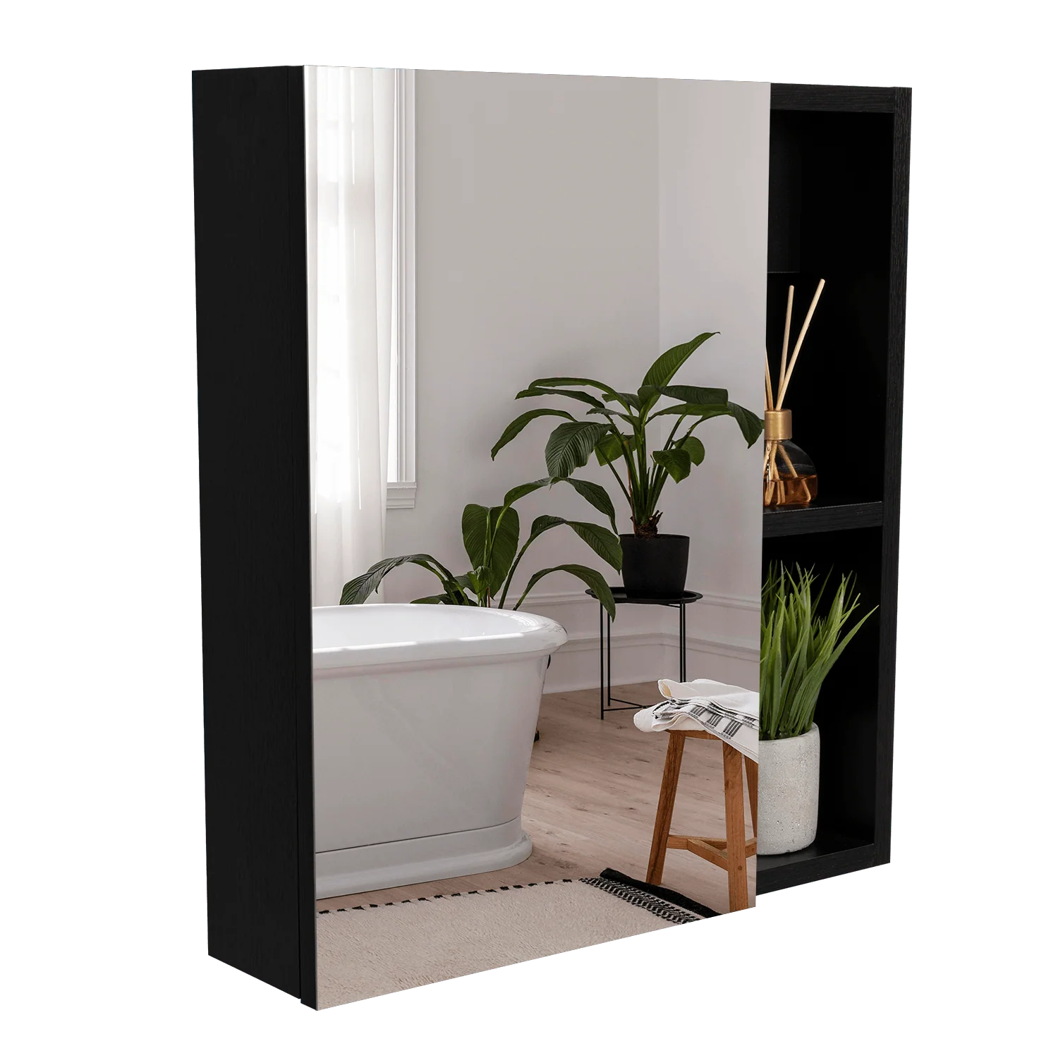 GABINETE DE BAÑO LABELL, WENGUE, CON PUERTA Y ENTREPAÑOS - Image 2