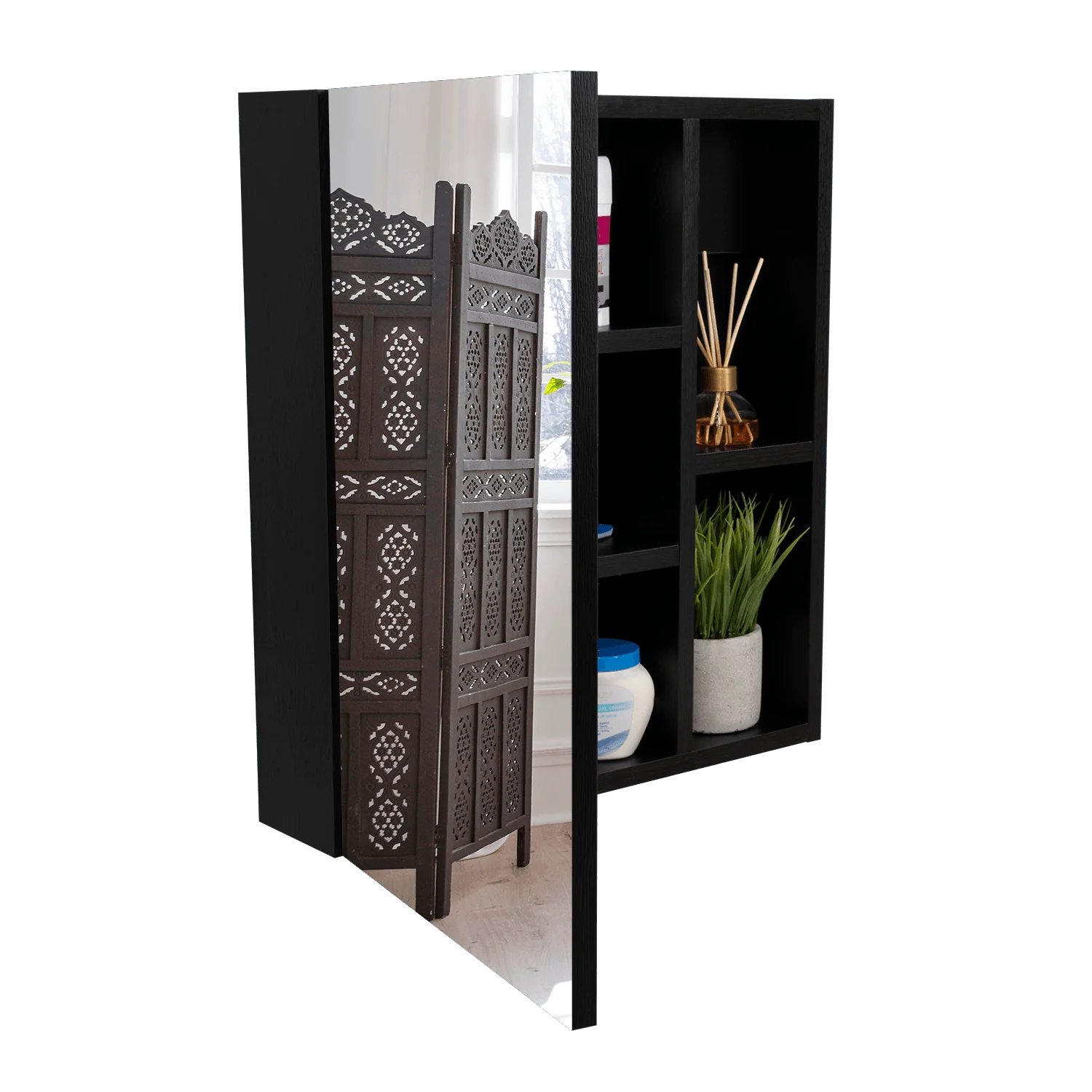 GABINETE DE BAÑO LABELL, WENGUE, CON PUERTA Y ENTREPAÑOS - Image 3