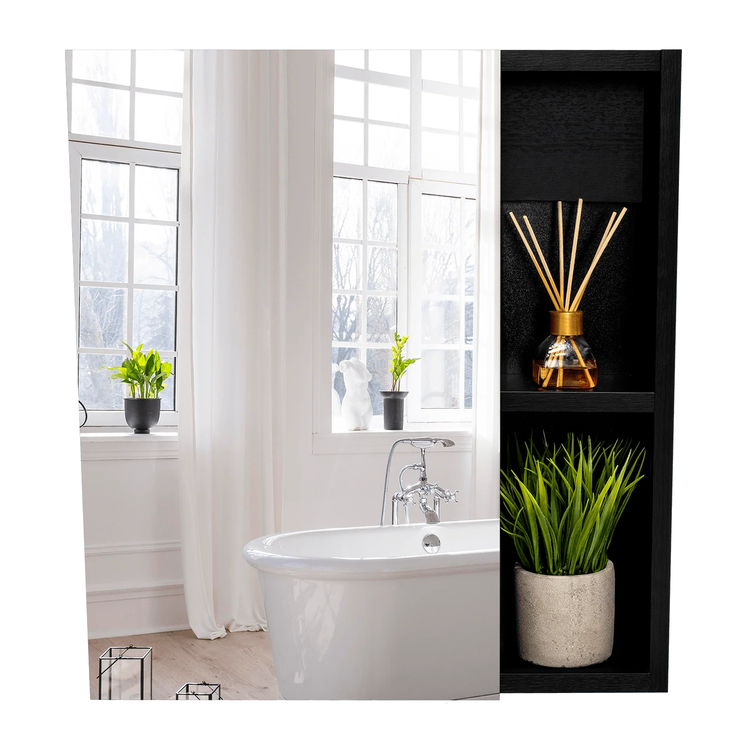 GABINETE DE BAÑO LABELL, WENGUE, CON PUERTA Y ENTREPAÑOS - Image 4