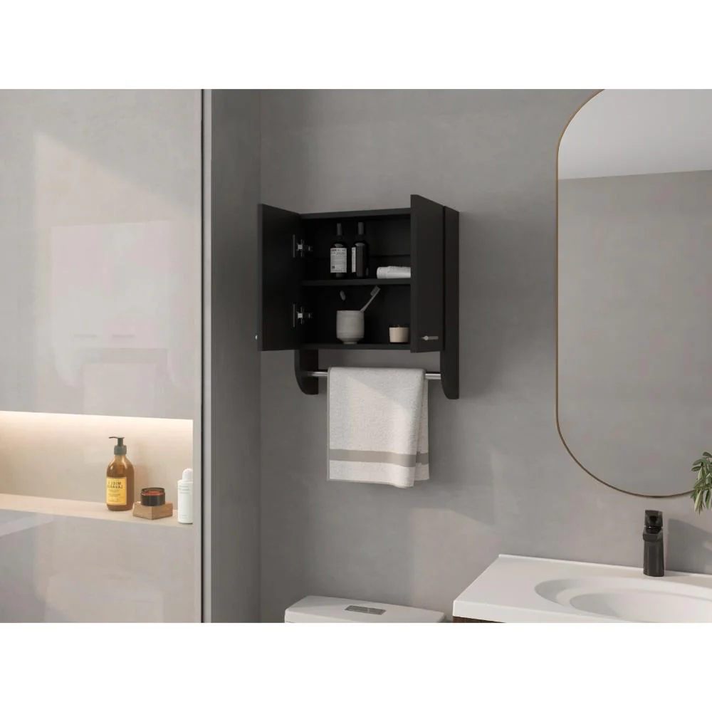 GABINETE DE BAÑO LUPEK, WENGUE, CON TUBO Y MANIJA METÁLICAS ZF - Image 4