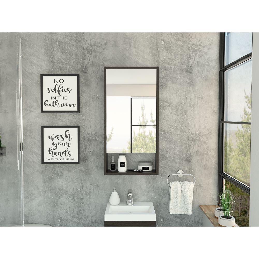GABINETE DE BAÑO MERÍN, WENGUE, CON ESPEJO Y TRES ENTREPAÑOS  ZF