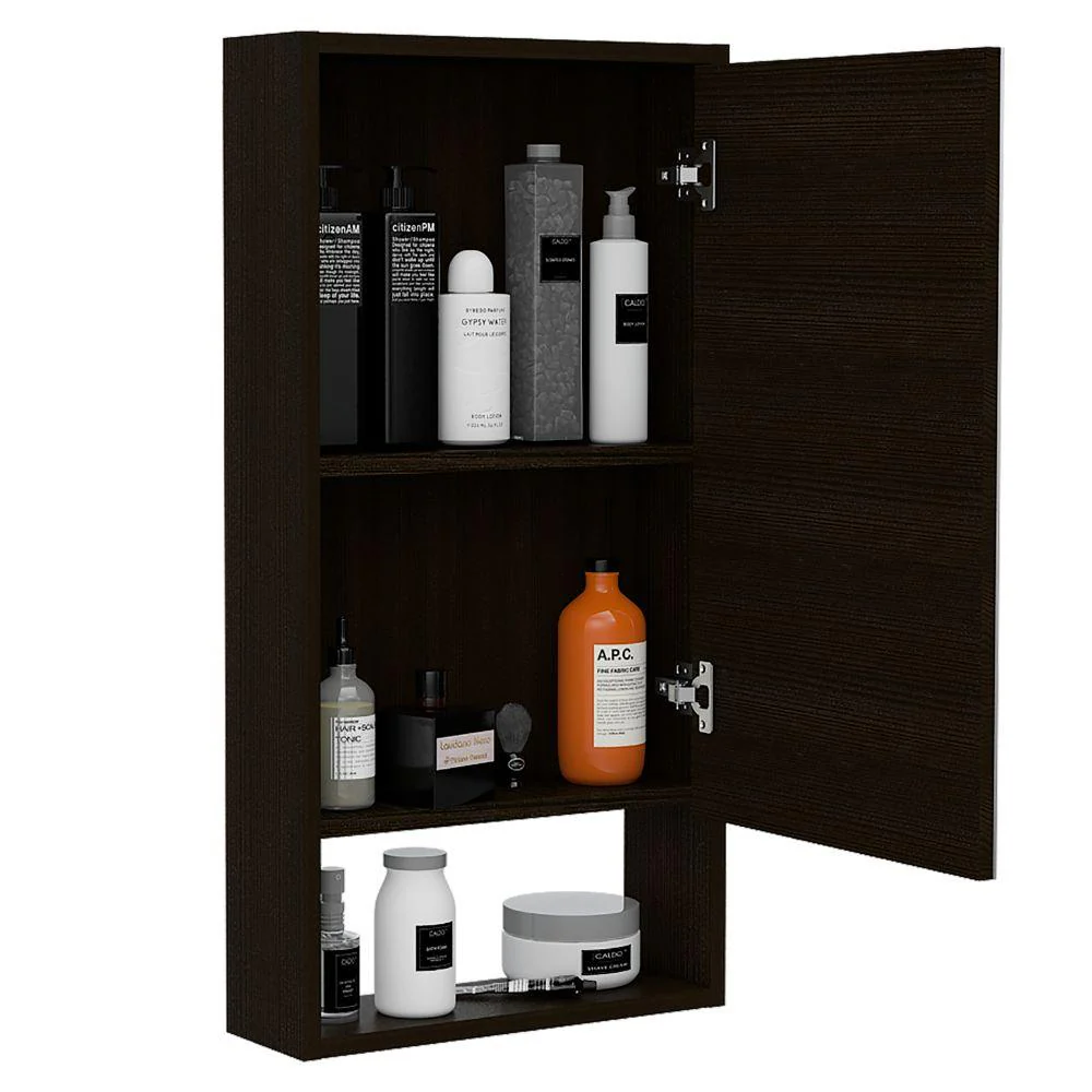 GABINETE DE BAÑO MERÍN, WENGUE, CON ESPEJO Y TRES ENTREPAÑOS  ZF - Image 2