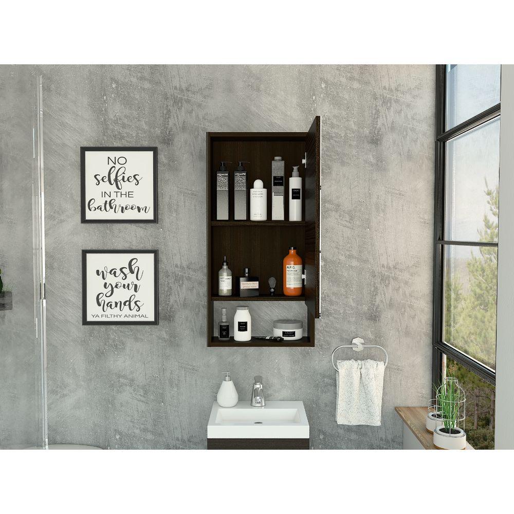 GABINETE DE BAÑO MERÍN, WENGUE, CON ESPEJO Y TRES ENTREPAÑOS  ZF - Image 4