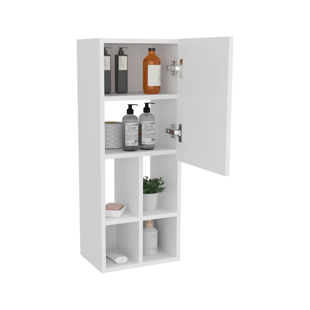GABINETE DE BAÑO NIWOT, BLANCO DUQUEZA, CON TRES ENTREPAÑOS Y COMPARTIMENTOS PARA ALMACENAR OBJETOS ZF - Image 2