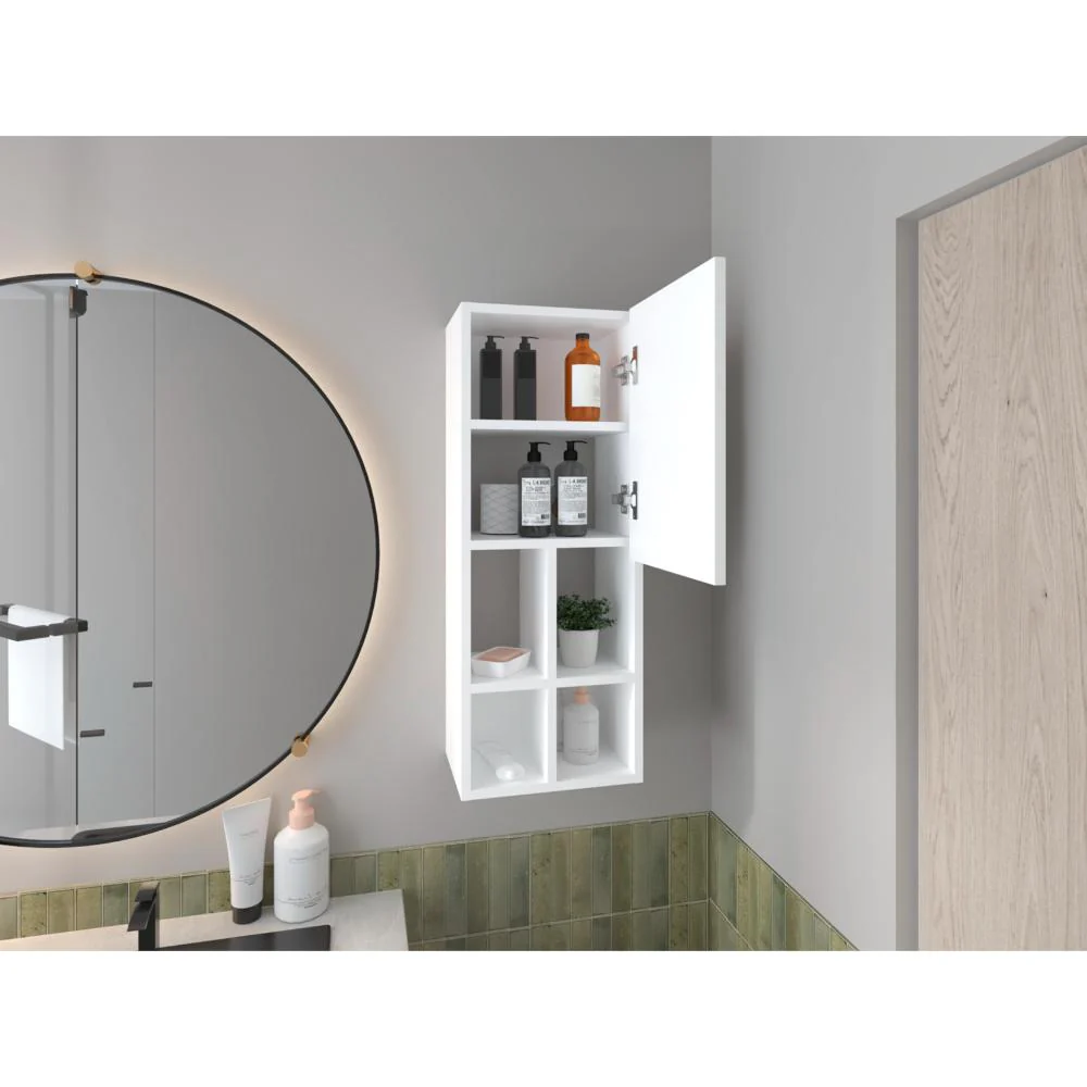 GABINETE DE BAÑO NIWOT, BLANCO DUQUEZA, CON TRES ENTREPAÑOS Y COMPARTIMENTOS PARA ALMACENAR OBJETOS ZF - Image 4