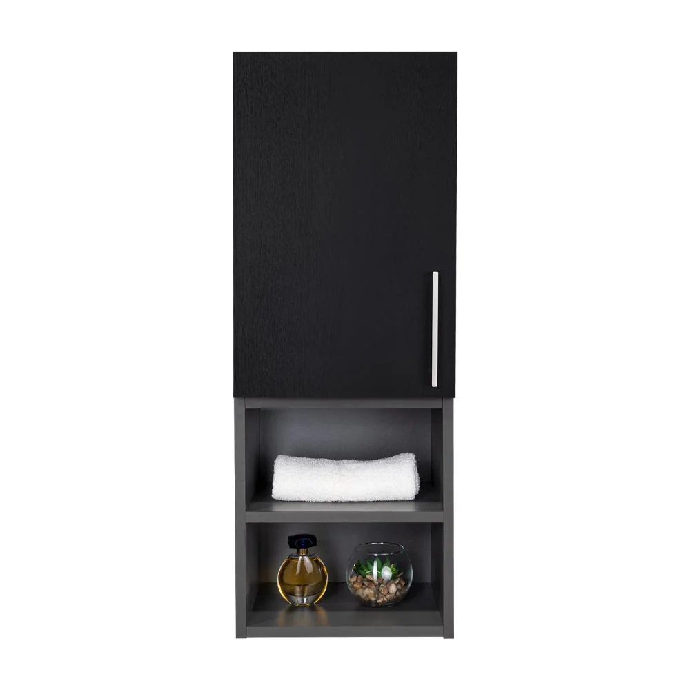 GABINETE DE BAÑO OPORTO, WENGUE Y PLATA OSCURO, CON ESPACIO PARA GUARDAR OBJETOS DE ASEO PERSONAL - Image 3