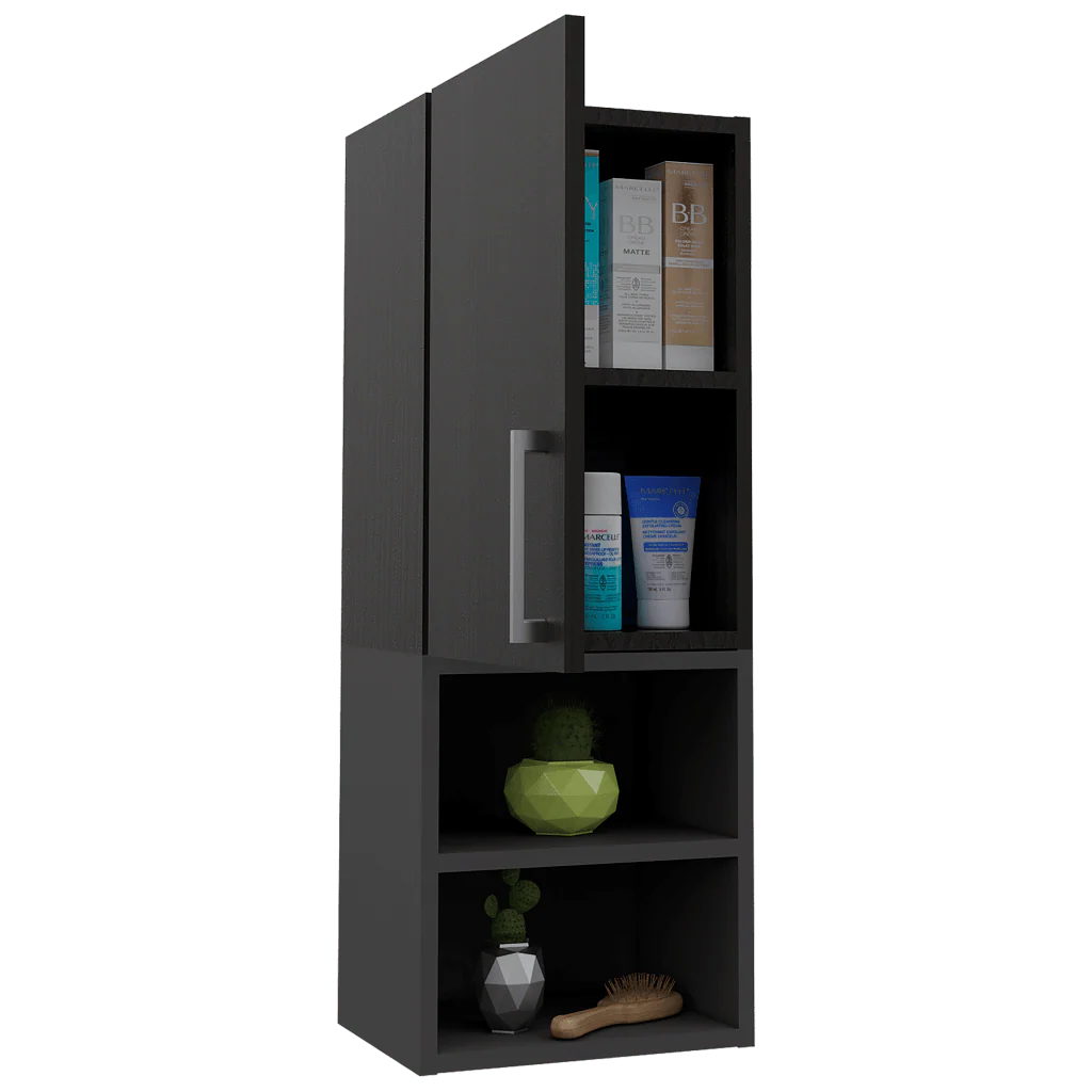 GABINETE DE BAÑO OPORTO, WENGUE Y PLATA OSCURO, CON ESPACIO PARA GUARDAR OBJETOS DE ASEO PERSONAL X2 - Image 2