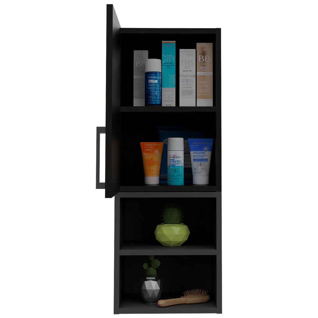 GABINETE DE BAÑO OPORTO, WENGUE Y PLATA OSCURO, CON ESPACIO PARA GUARDAR OBJETOS DE ASEO PERSONAL X2 - Image 3