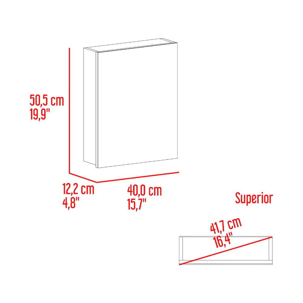 GABINETE DE BAÑO PÉRSICO, BLANCO, CON PUERTA ESPEJO Y DOS ENTREPAÑOS PARA UBICAR OBJETOS - Image 11