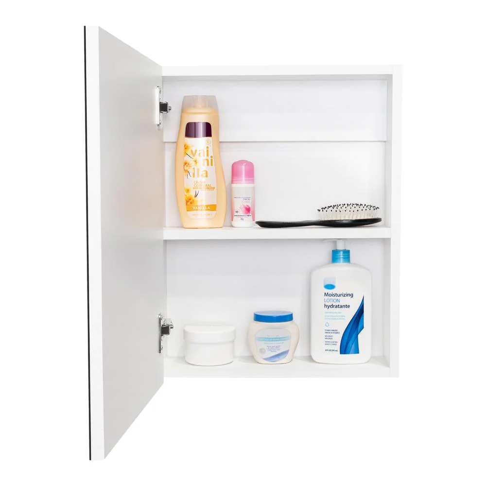 GABINETE DE BAÑO PÉRSICO, BLANCO, CON PUERTA ESPEJO Y DOS ENTREPAÑOS PARA UBICAR OBJETOS - Image 2
