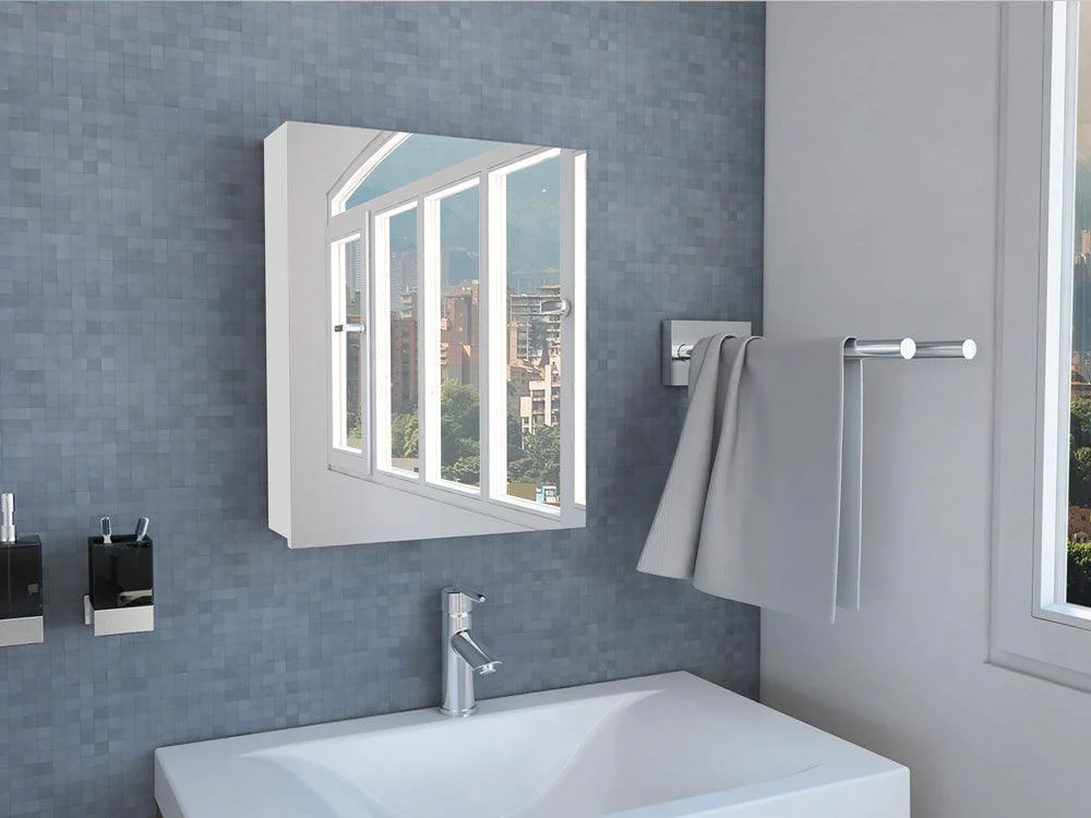 GABINETE DE BAÑO PÉRSICO, BLANCO, CON PUERTA ESPEJO Y DOS ENTREPAÑOS PARA UBICAR OBJETOS - Image 3
