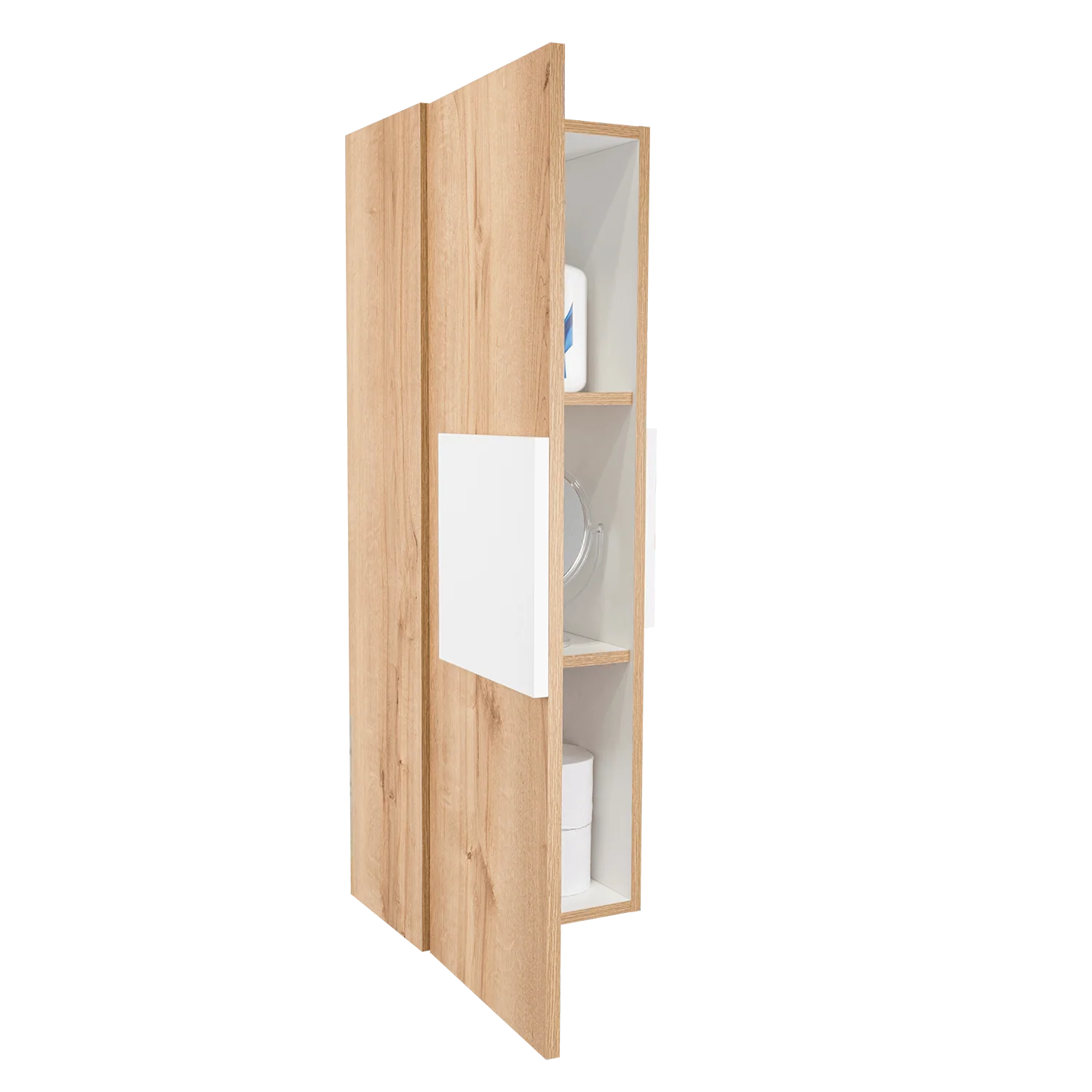 GABINETE DE BAÑO PICASSO, BLANCO Y CAFÉ CLARO, CON ESPACIO PARA GUARDAR OBJETOS DE ASEO  ZF - Image 3