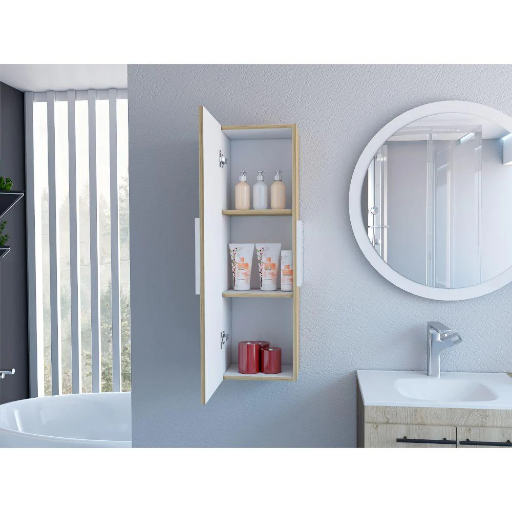 GABINETE DE BAÑO PICASSO, BLANCO Y CAFÉ CLARO, CON ESPACIO PARA GUARDAR OBJETOS DE ASEO  ZF - Image 5