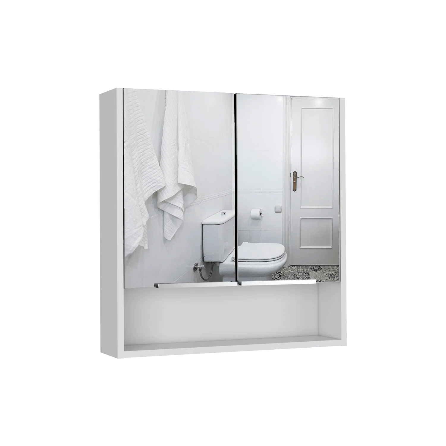 GABINETE DE BAÑO RAWANA, BLANCO, INCLUYE ESPEJO Y ENTREPAÑOS PARA GUARDAR OBJETOS DE ASEO  ZF