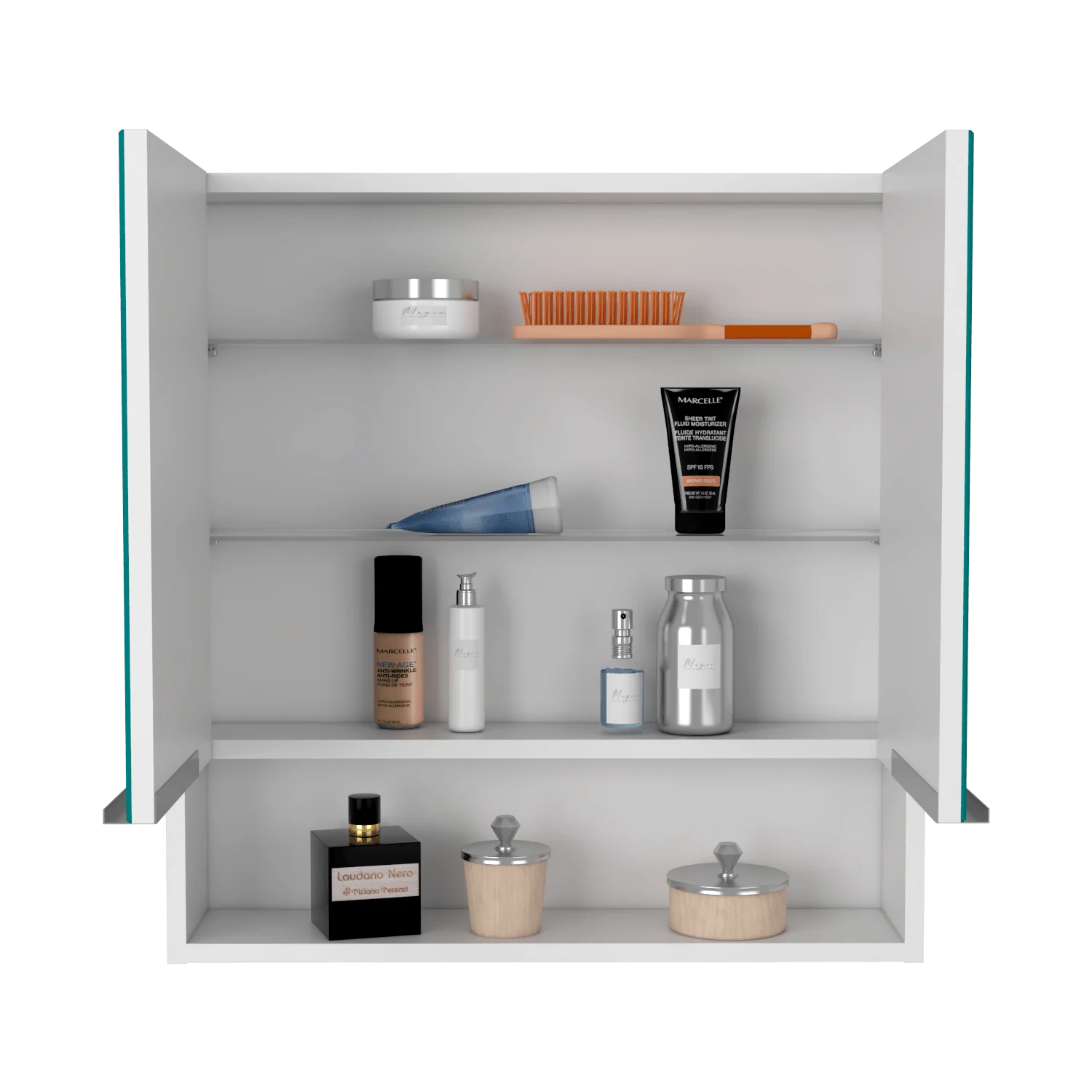 GABINETE DE BAÑO RAWANA, BLANCO, INCLUYE ESPEJO Y ENTREPAÑOS PARA GUARDAR OBJETOS DE ASEO  ZF - Image 4